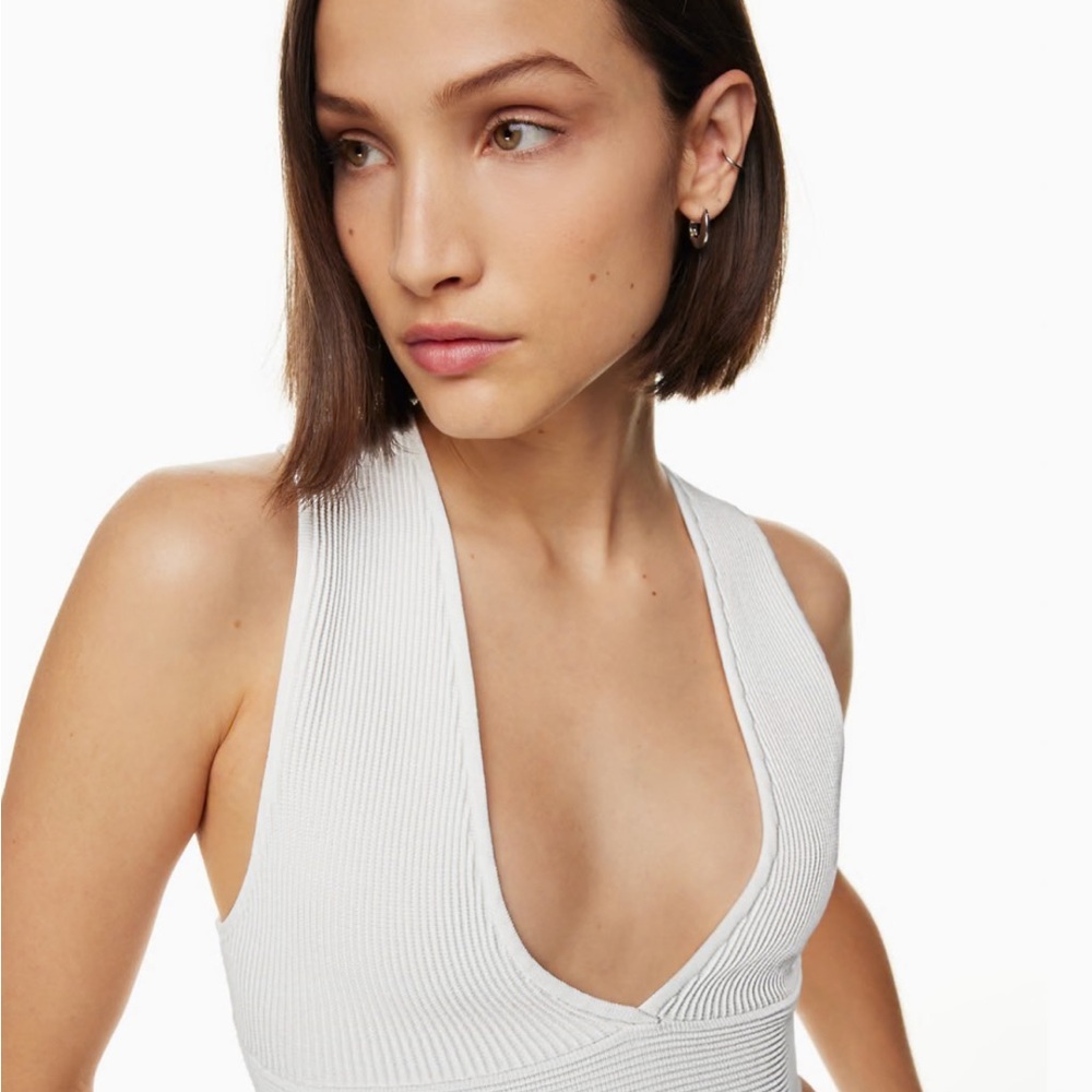 White Deep V Crop Top